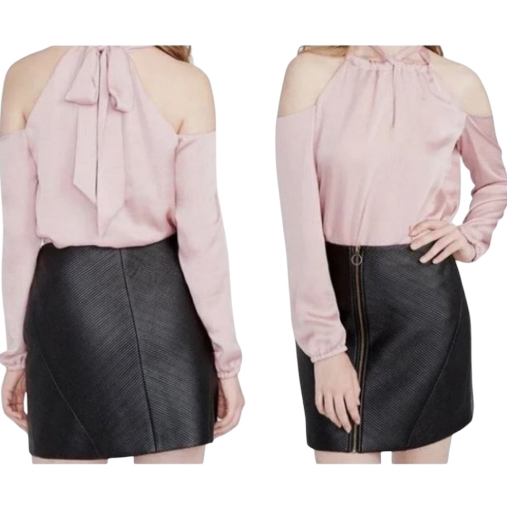 RACHEL Rachel Roy Black Ribbed Exposed Front Zipper Mini Skirt Women's Size 2